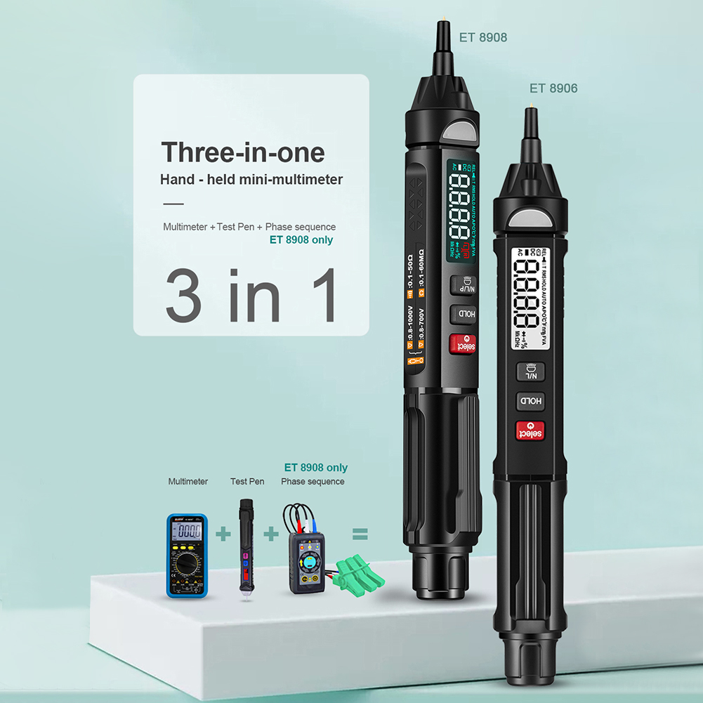 ET8908 Digital Multimeter Auto Intelligent Sensor Pen Tester Multimeter 6000 Counts NonContact AC/DC Voltage Measurment Meter