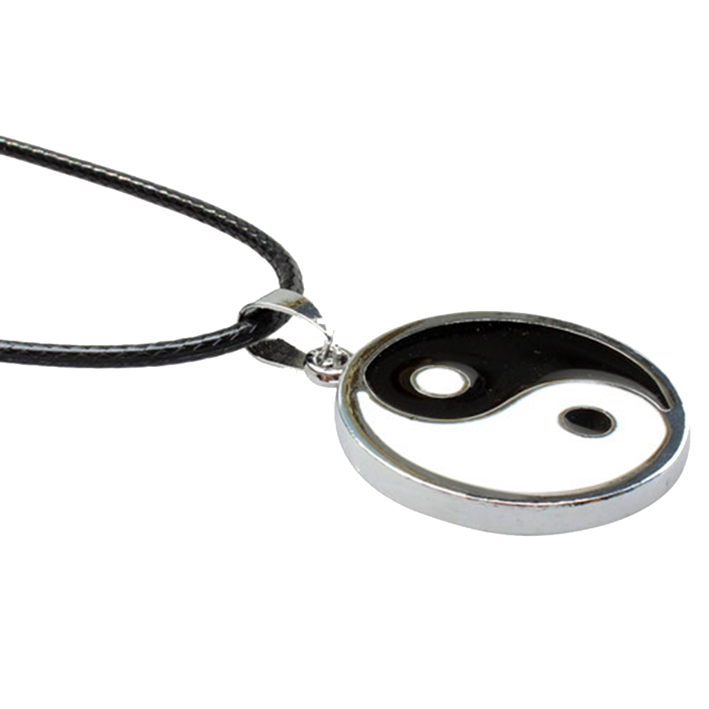 Wit Zwart Emaille Roestvrij Staal Yin Yang Hanger Ketting Met Gratis Ketting