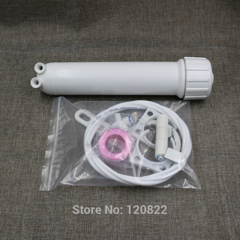 Carcasa de membrana de ósmosis inversa, reemplazo de 75/100 pulgadas, entrada/salida, accesorios de conexión rápida para acuario, 50/1/8 GPD,
