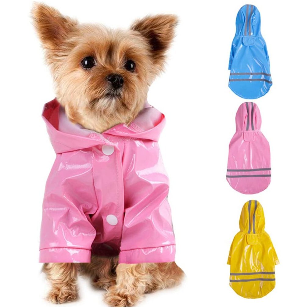 Pu Reflective Strip Pet Raincoat Outdoor Pet Rain Proof Dog Hooded Waterproof Coat Cat And Dog Clothing