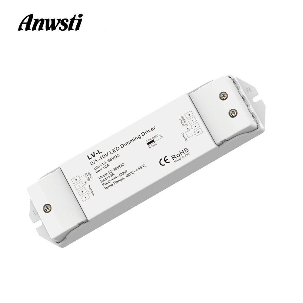 0/1-10V LED Dimming Driver PWM Constant Voltage 1CH DC 36V 24V 12V 0 -10V Dimmer Controller 1 Channel 1-10V Signal Input LV-L