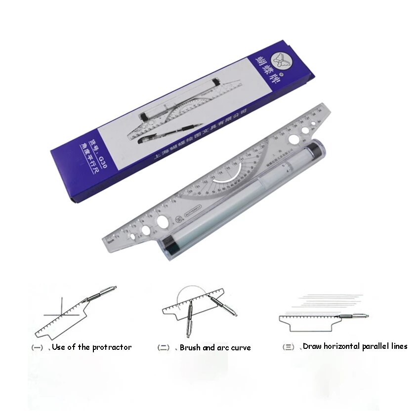 Parallel Ruler Drawing Roller Ruler Multifunction Drawing School Plastic Protractor Measuring Tool