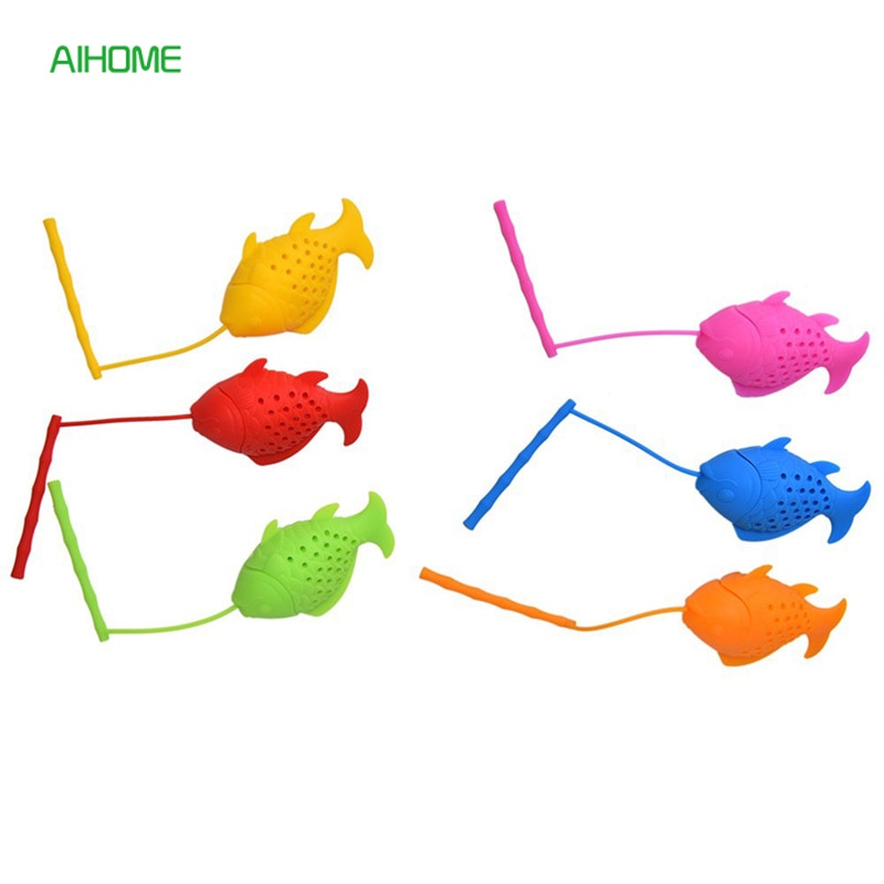 Reusable Fish Tea Infuser FDA Approved Silicone Tea Strainer Portable Herb Filter Tea Bags Drinkwares