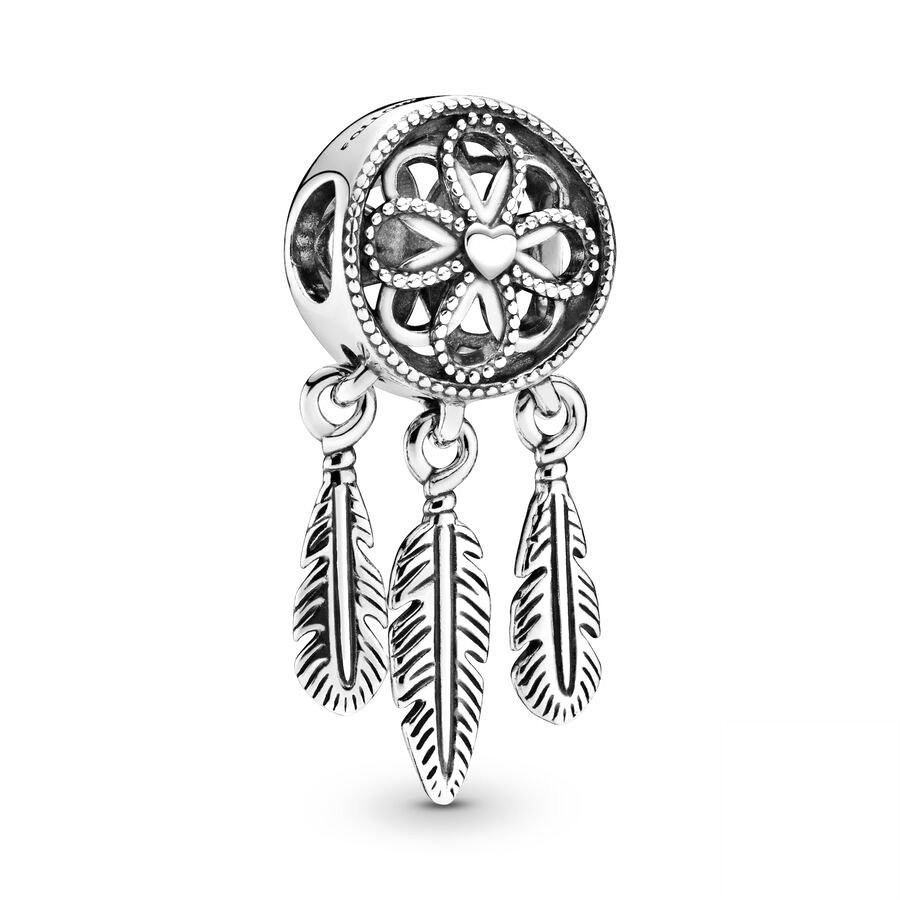 spirituele drie veren Dreamcatcher Charm Bead Fit originele 925 sterling zilveren armband ketting DIY sieraden cadeau: Black