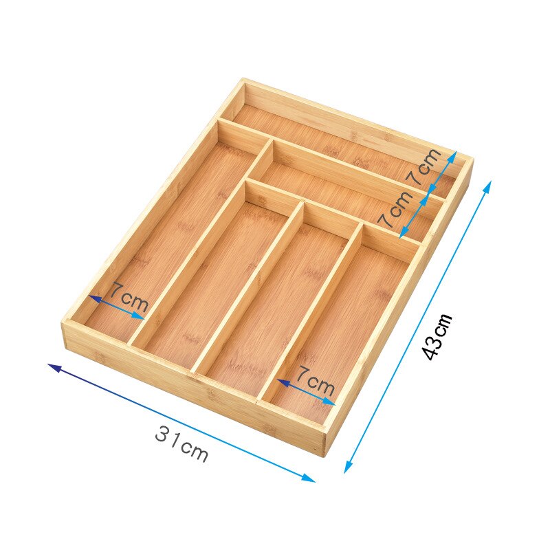 Bamboo Expandable Drawer Organizer, Premium Cutlery and Utensil Tray, Bamboo, Adjustable Kitchen Drawer Divider: 43x31x4.5cm