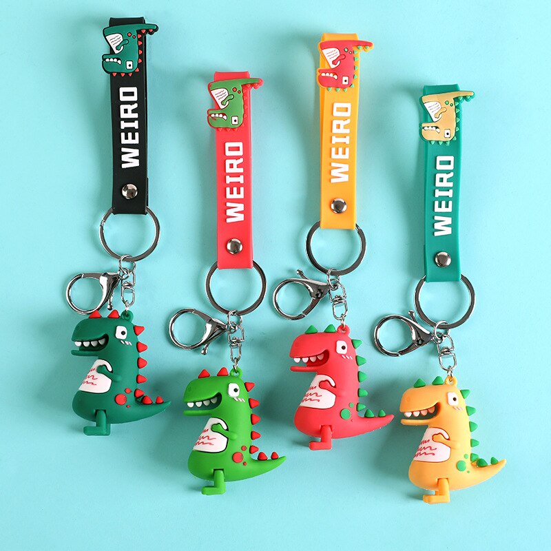 Online sława tendencja miękki Silcone mała lalka dinozaur brelok na klucze z motywem kreskówkowym pierścień pary kluczowa torebka z łańcuszkiem wisiorek
