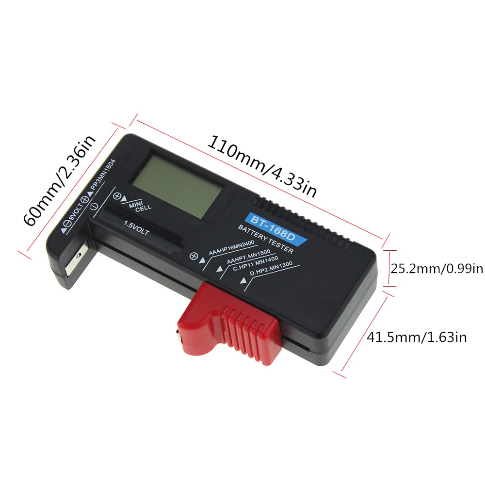 Bt -168d batteritester digital batterikapacitet tester værktøj universal batterikontrol aa aaa 9v knapcellebatteri analysator