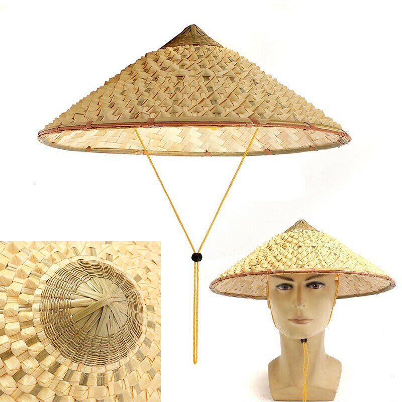 Vietnamese Japanese Coolie Straw Bamboo Cone Sun Hat Garden Farmer Fishing