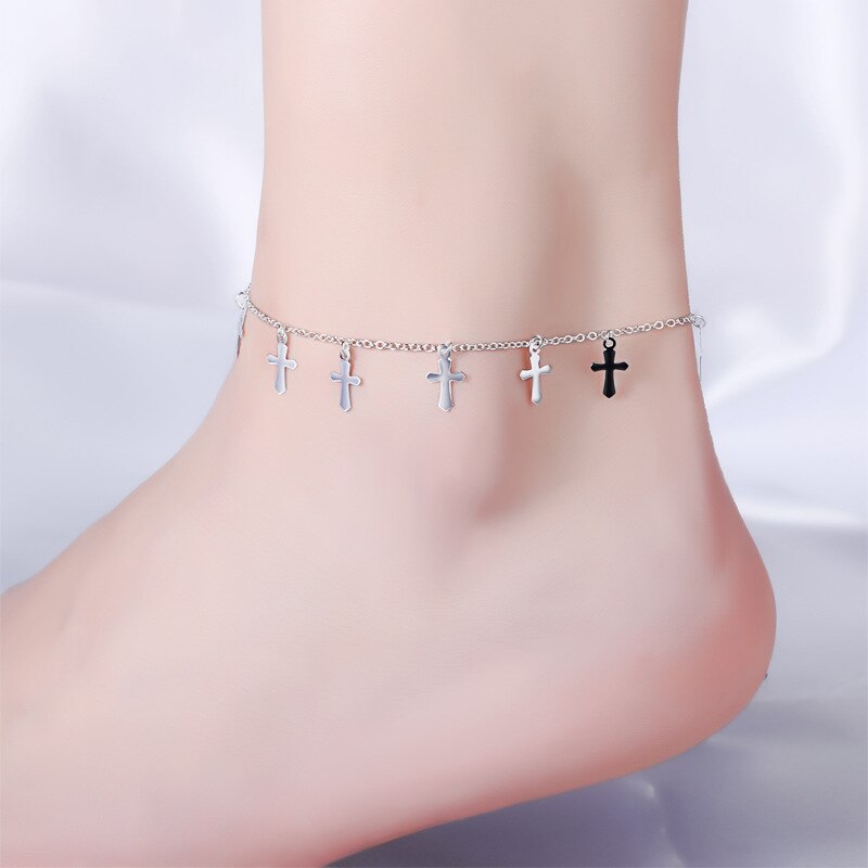 Tobillera sencilla de plata para mujer, pulsera de tobillo de longitud ajustable, variedad de opciones: M