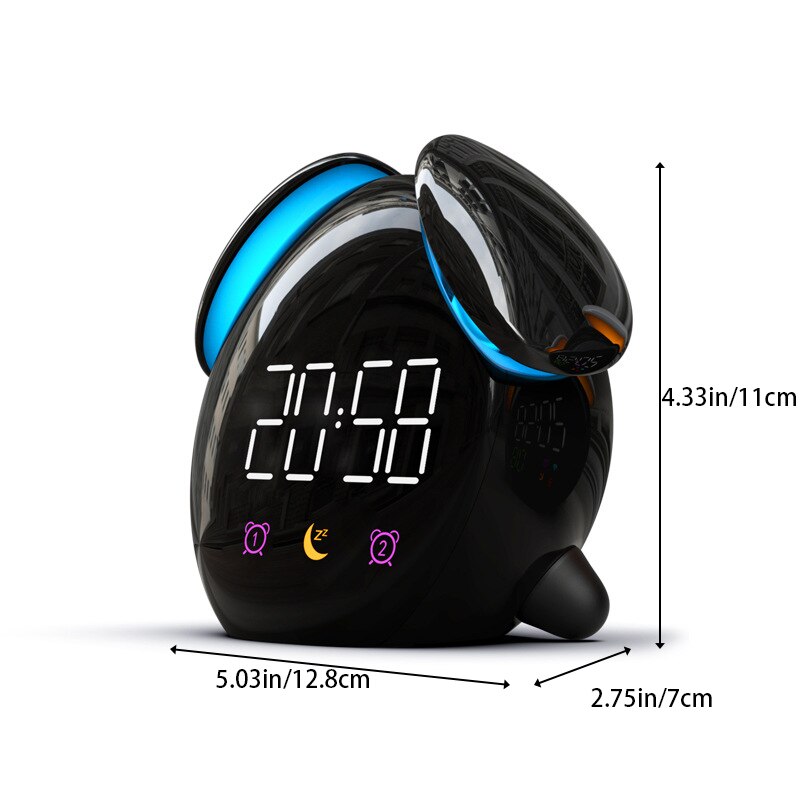 Intelligente Kind Wekker Nachtkastje Wekker Elektronische Mini Digita Klok Horloge Kleine Bureauklok Lichtgevende Stille: Black