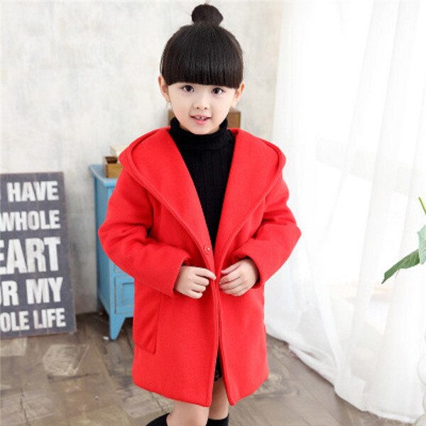 Manteau adolescent pour filles nouvelle automne hiver enfants vêtements fille Trench garder au manteau enfants veste longue fille manteaux: Rouge / 4