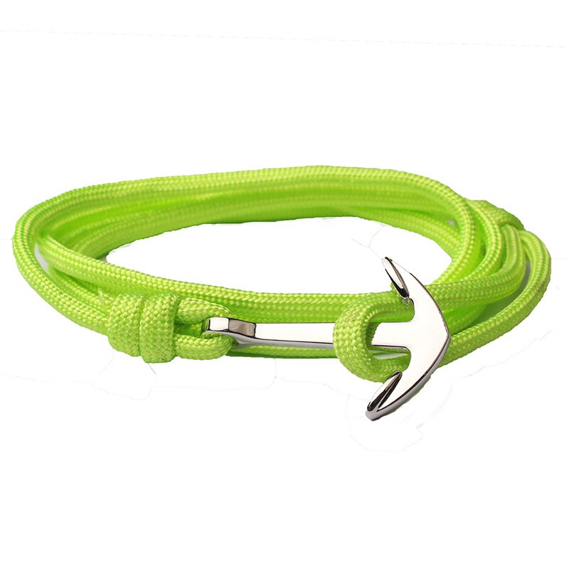 NIUYITID-pulsera de ancla de la amistad para hombre y mujer, brazalete de cuerda de nailon multicapa, hecho a mano, azul marino, joyería: Fluorescent green