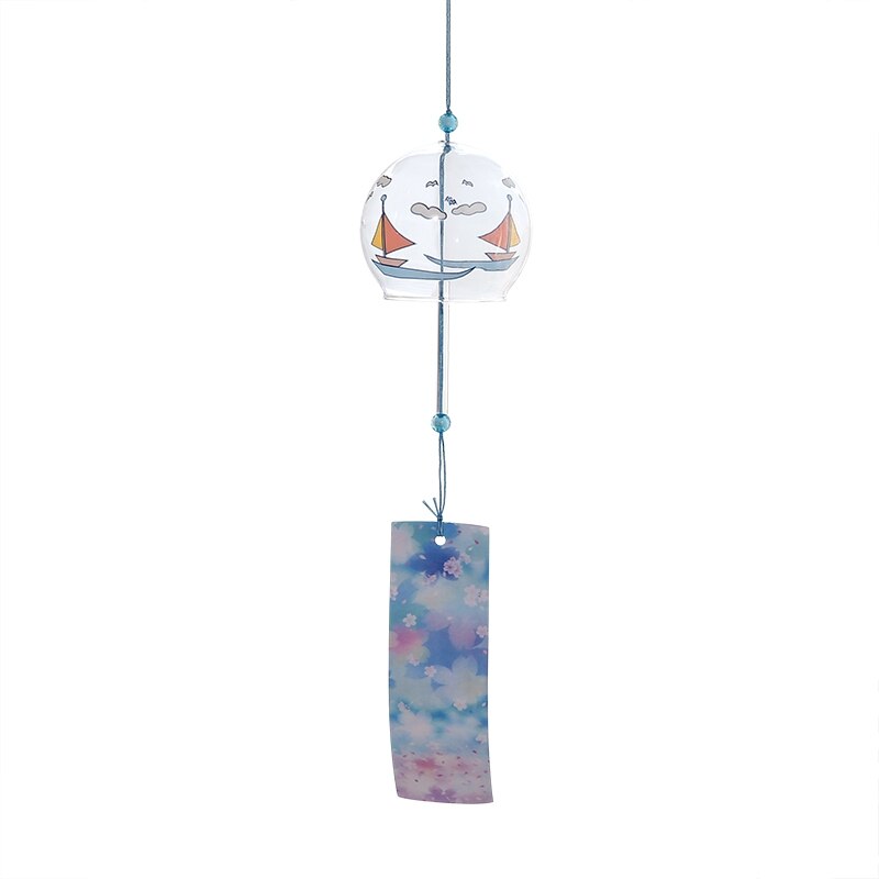 Japonais sakura Style verre vent carillon cerisier fleur vent suspendus cloches sonnette mignon fille chambre pendentif décoration de la maison #: A3