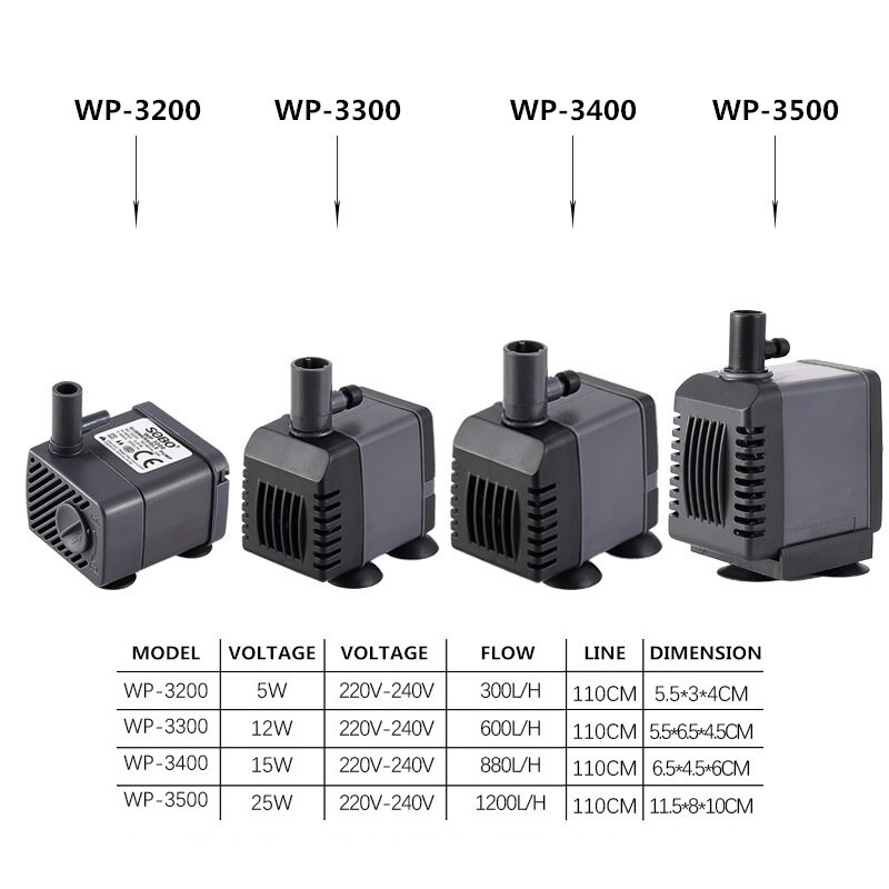 Ultra Stille Tuin Aquarium Fish Tank Dompelpomp Filter Pomp Kleine Water Pomp Mini Pomp WP-3200 ~ 3500