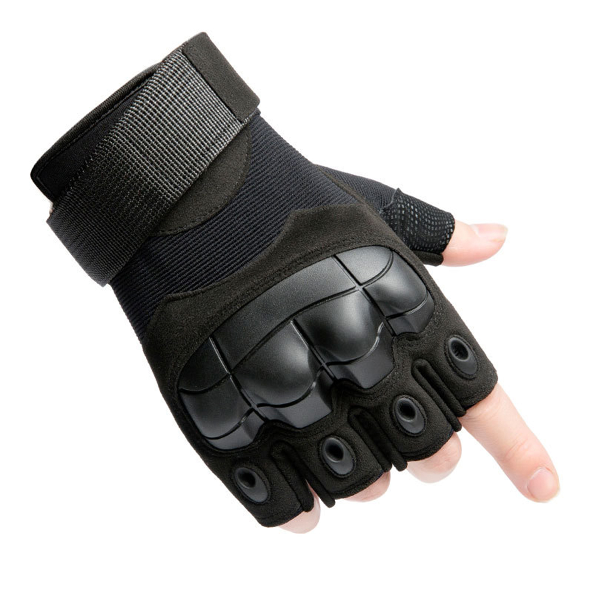 Halbfinger-Motorradhandschuhe, Schutz für Herren, fingerloser Schutz, Radfahrer, Moto-Cross, Reiten, Radfahren, Motorradfahrer, Sommer Ich bin Freien: Blau / XL