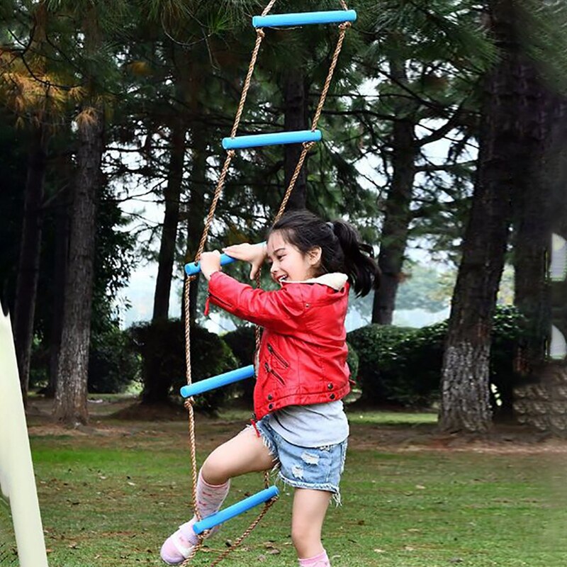 Children Climbing Ladder Outdoor Kids Fitness Toy Rope Ladder Multi Rungs Climbing Game Single-head Six-speed Plastic Ladder