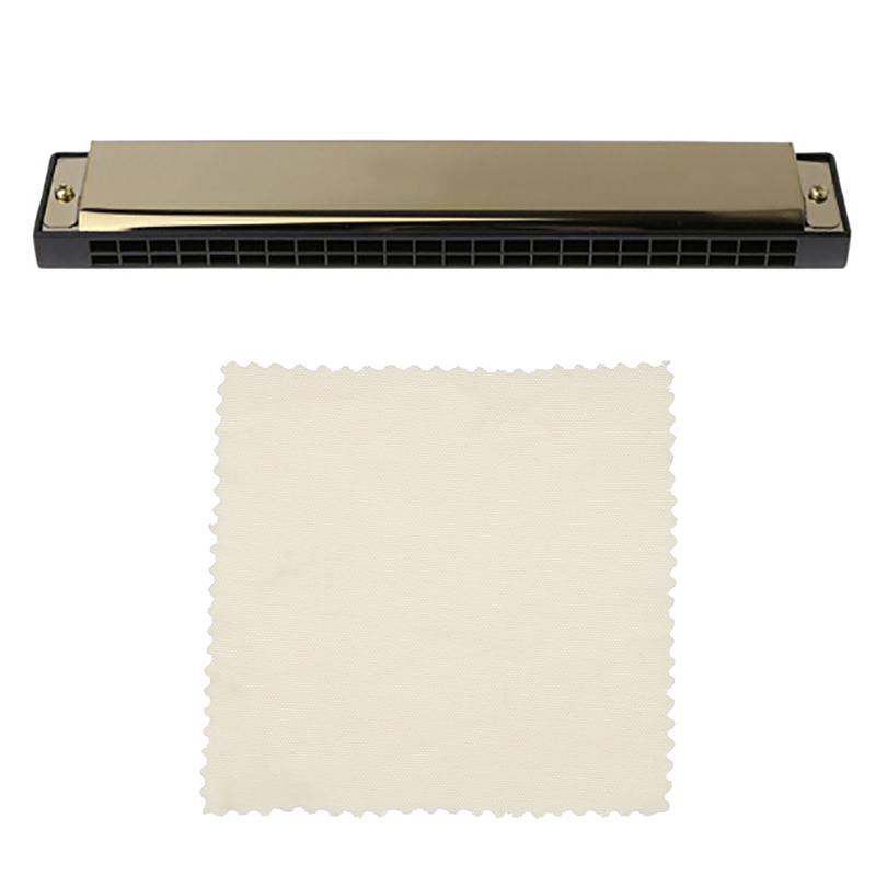 24 Hole Harmonica C Key Metal Harmonica Instrument For Beginners 4 Color: GD