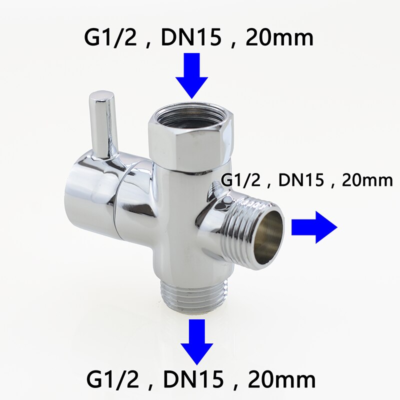 1/2 "messing ventil badeværelse bruser vandhane vand splitter bruser vandhane 3 vejs vandventil spraydyse konverter vandblander: Model c
