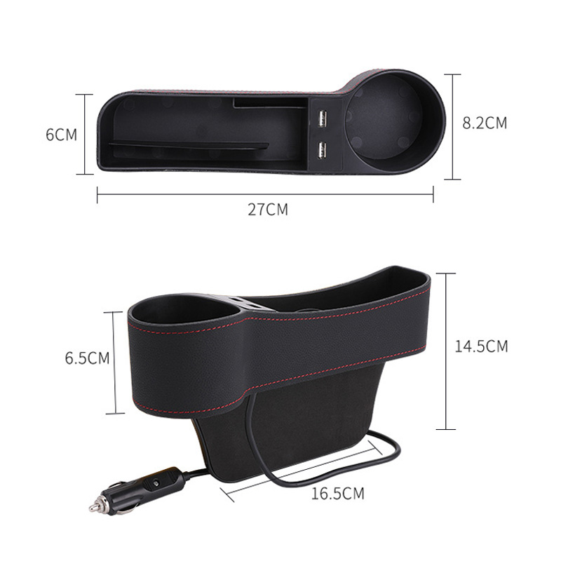 Organiseur universel de siège de voiture 2 pièces, organiseur de poche avec Interfaces USB, boîte de rangement pour accessoires intérieurs de voiture en cuir