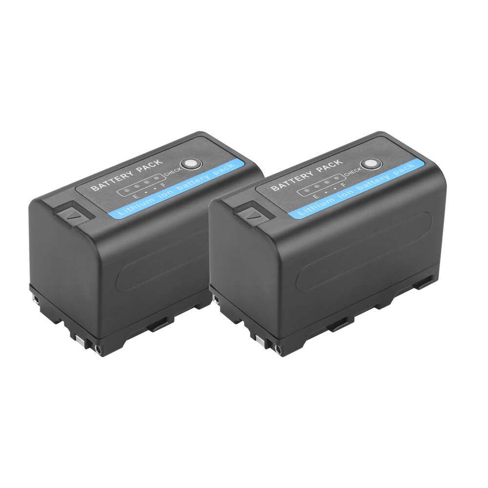 7.4V 6200mAh NP-F770 NP-F750 Li-ion Battery + LED USB Dual Charger For Sony NP F970 F960 F550 F570 QM91D CCD-RV100 TRU47E: 2 Battery