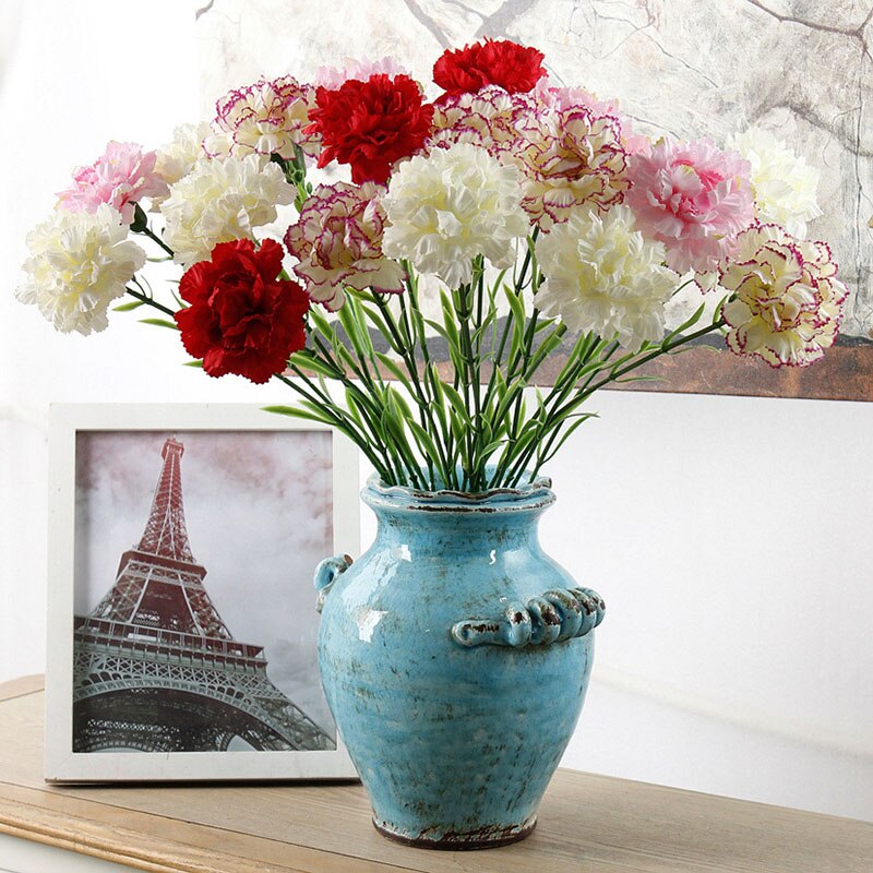5pcs of silk Carnation 50cm Artificial flowers bouquet for mother&#39;s valentine birthday party garden room decor: Random