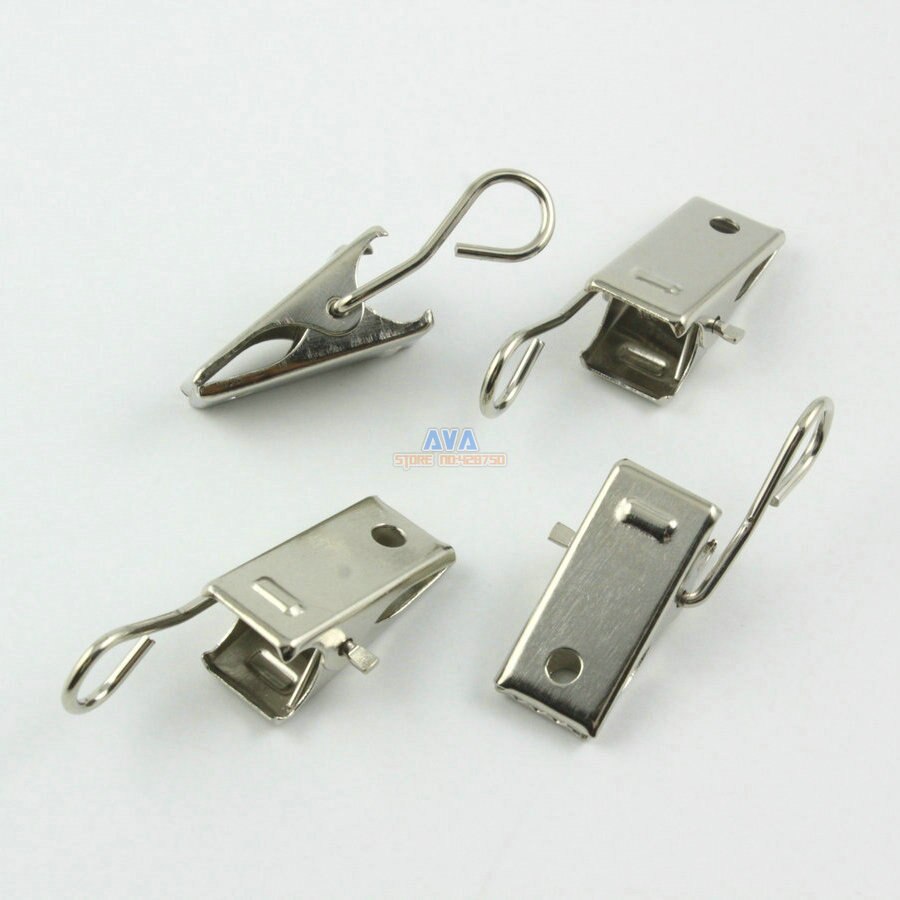 50 Pieces 37x10mm Silver Hook Clips for Curtain Drapery