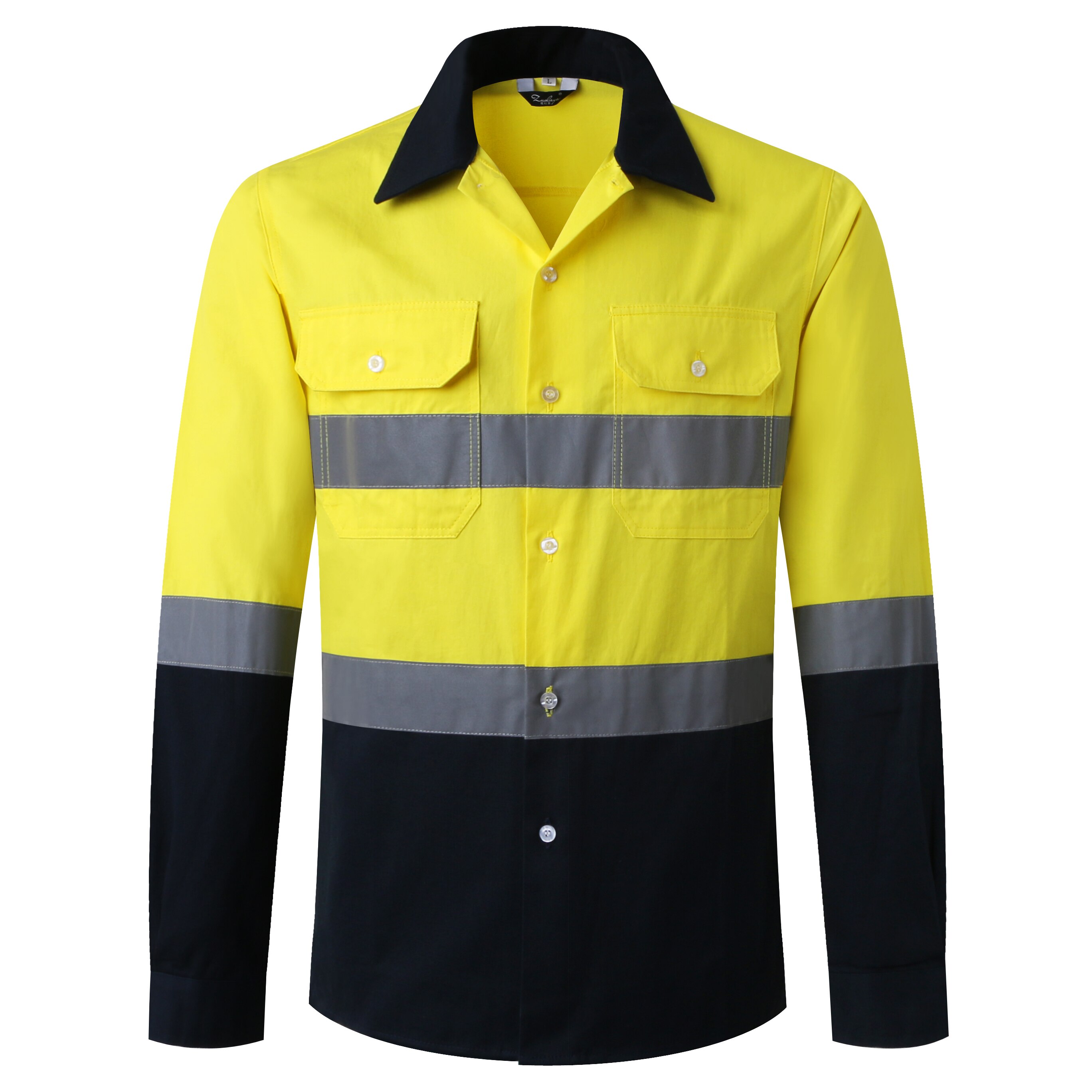 wie/NZS Mens Hohe Sichtbarkeit Bergmann Hemd Zwei Tonne Arbeit Hemd Reflektierende Orange und Marine Sicherheit Baumwolle Hemd