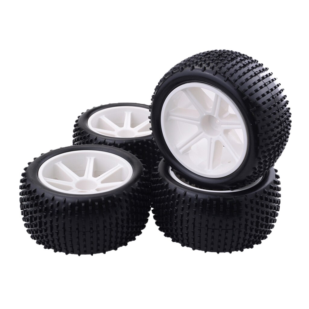 4Pcs RC Car Tires - Rubber Wheels Rims for HSP, Hongnor, LRP, VRX, Redcat FTX Buggy