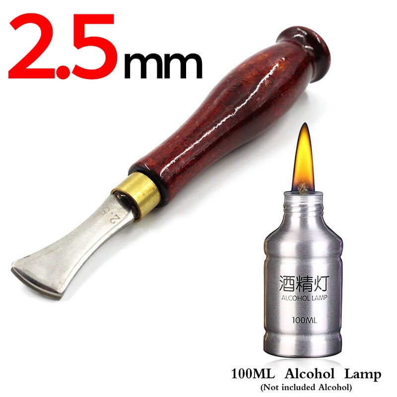 1.0-2.5Mm Lederen Rand Rillen Tool Rvs Blade Ondiepe Markering Randen Druk Line Tool Groove Druk Lijn gereedschap: 2.5mm  Alcohol lamp