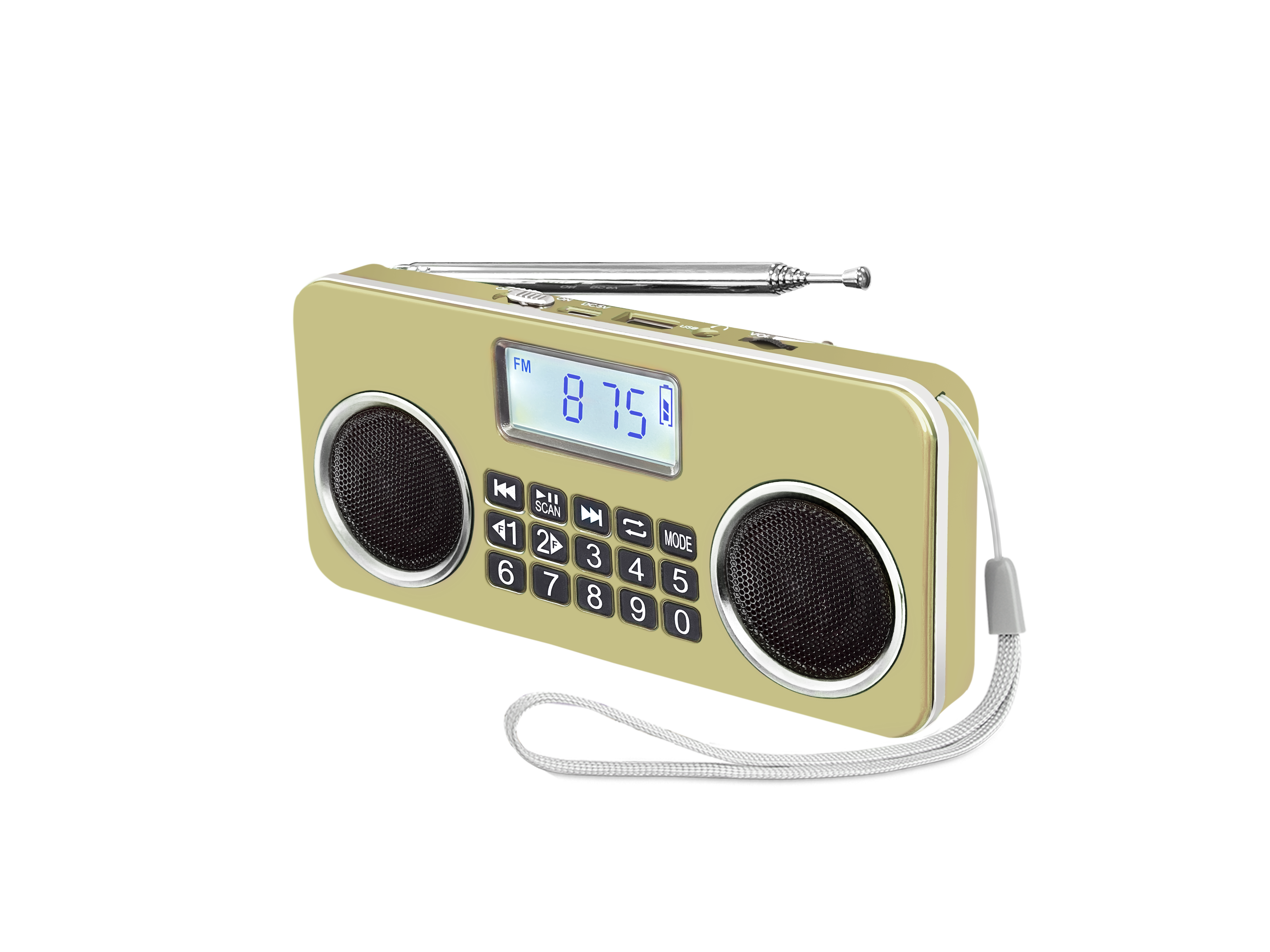 EONKO L-658 Mega Bass Stereo FM Radio with Bluetooth TF USB Slot Earphone Jack Type C Charging,can save your favorite stations: Golden