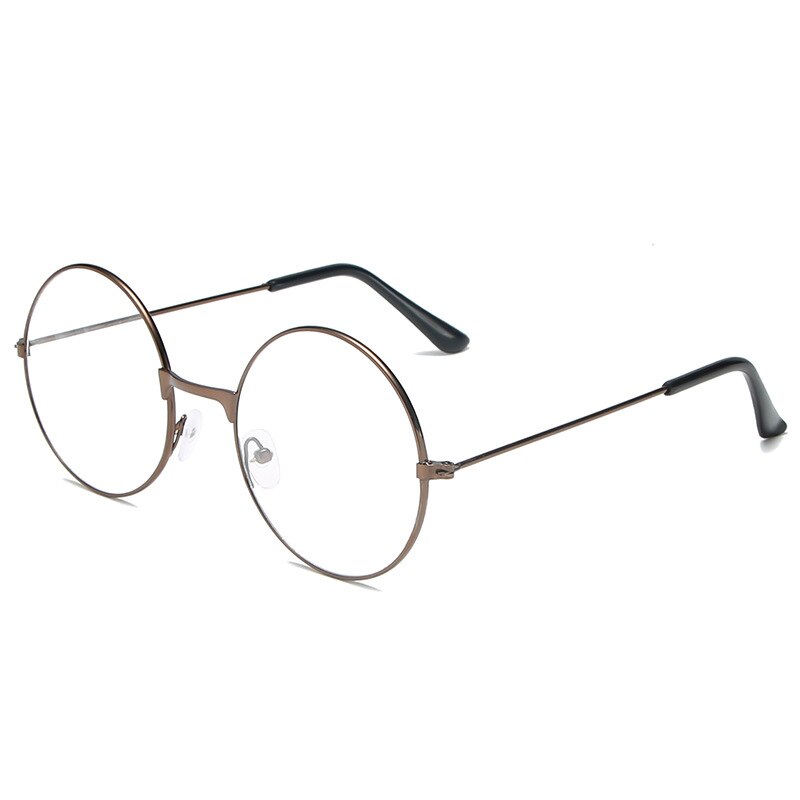 Monture de lunettes rondes en métal Vintage pour femmes et hommes, montures pour lunettes optiques, couleur or/noir/argent, accessoires lunettes: 1-Bronze
