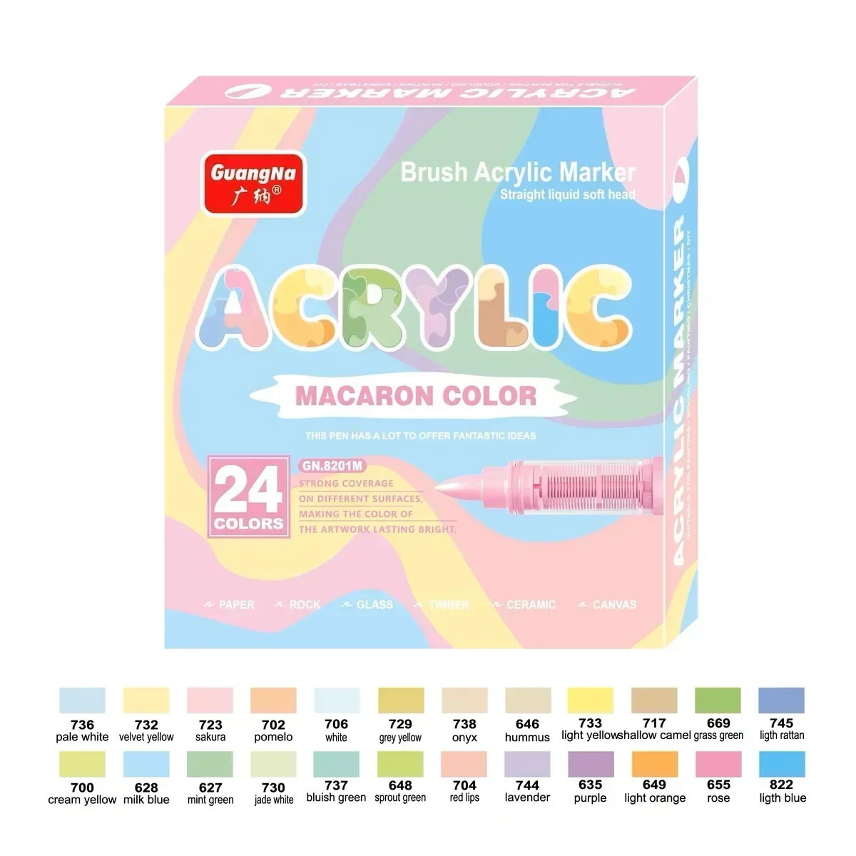 12-240 Colors Direct-liquid Acrylic Marker Paint Brush Marker Pens for Rock Painting Stone Ceramic Glass Art Supplies Stationery: Light yellow