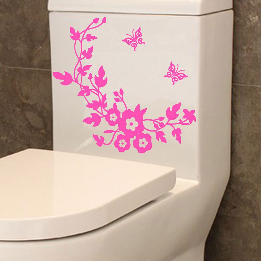 Blume Schmetterling Wc-sitz Aufkleber Schlecht Wasserdicht PVC Dekorative Aufkleber Decals Autocollant Toilette Wc Aufkleber: Rosa 