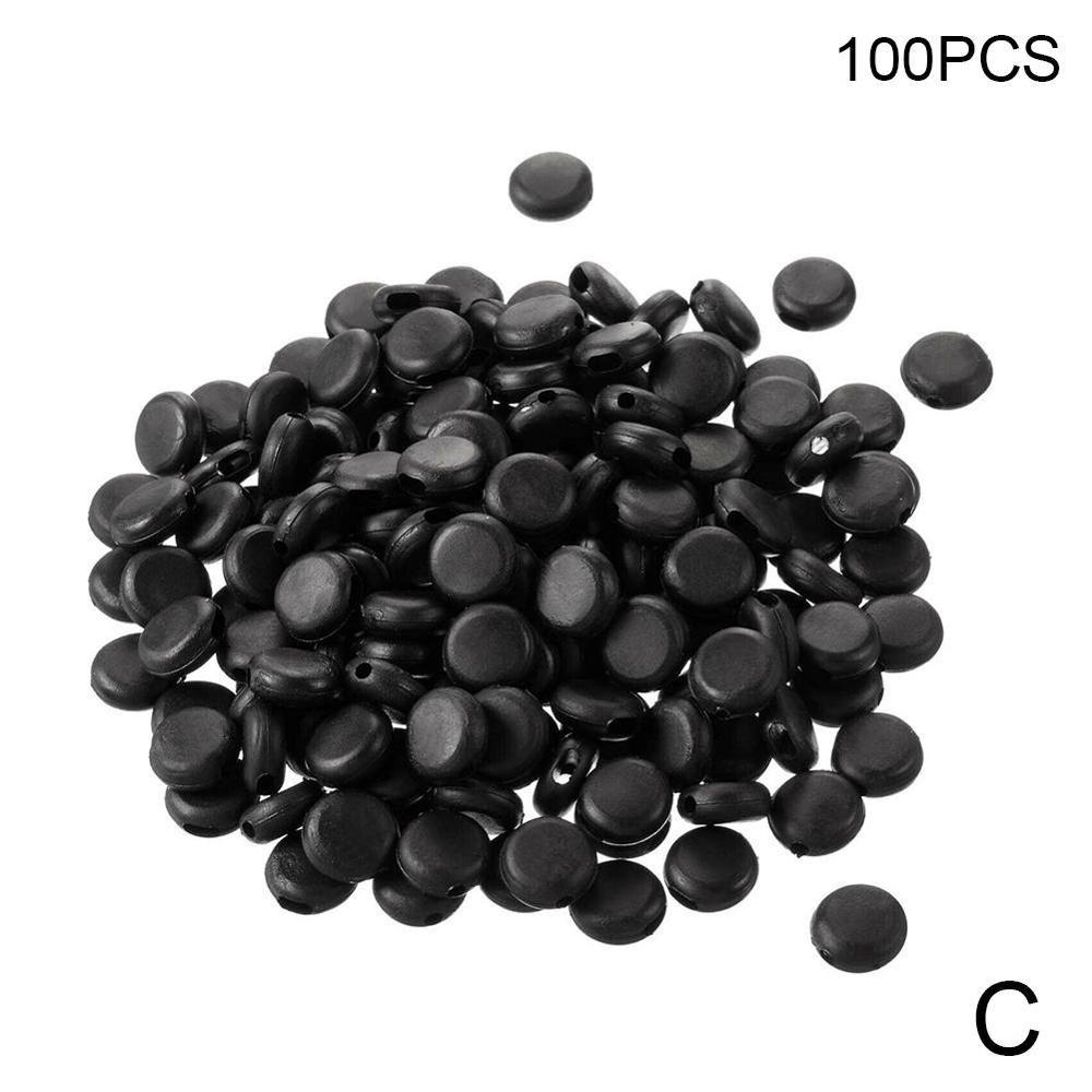 100Pcs 9/10Mm Platte Aanpassing Gesp Kralen Silicagel Bottons Voor Masker Elastische Koord Stopper Touw Slot diy Strap Cord End: Flat black