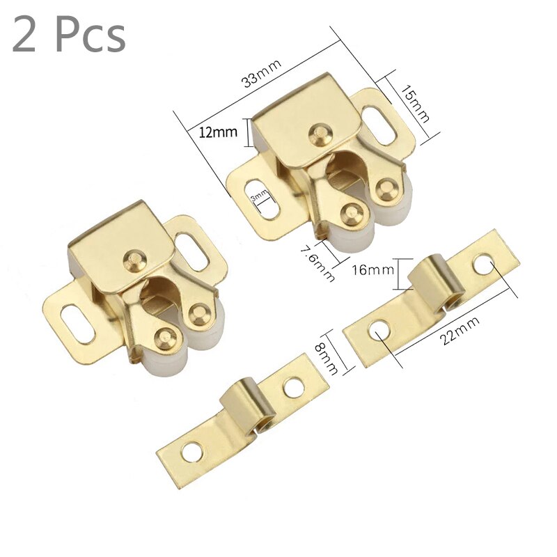 2 stk dørlukker stopper magnet spjeld buffer skap fanger holder med skruer garderobe hardware møbler beslag: Gylden 2 stk