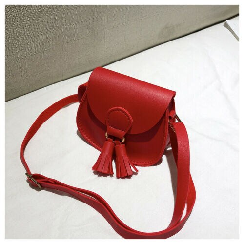 7 Colors Newest Children Girls Small Shoulder Bag Kids Sweet PU Leather Waist Bag Crossbody Handbags: Red