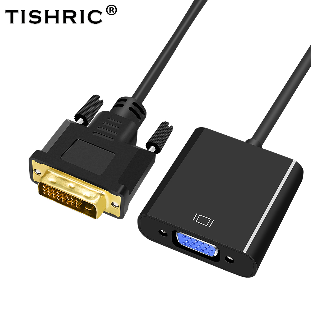 Tishric Hd 1080P DVI-D Naar Vga Adapter 24 + 1 25Pin Male Naar 15Pin Vrouwelijke Converter Voor Pc Hdtv monitor Hdmi Compatibel Naar Vga Kabel