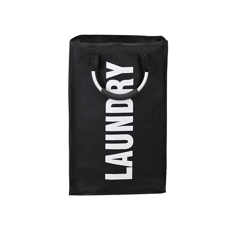 Household Canvas Foldable Dirty Clothes Basket Large Capacity Portable Laundry Storage Bags with Drawstring Mesh Dustproof Cover: BLACK B-01