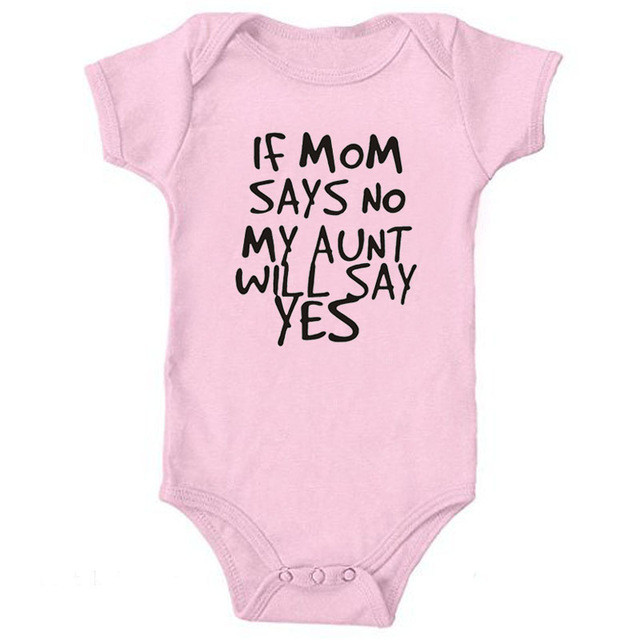 Se Mamma Dice No Mia Zia Dirà Sì Cotone Tuta Del Bambino Del Manicotto Del Bicchierino Del Bambino Della Ragazza Infantile Tutina Body Neonato del bambino Vestiti del ragazzo: Colore rosa / 6-12M