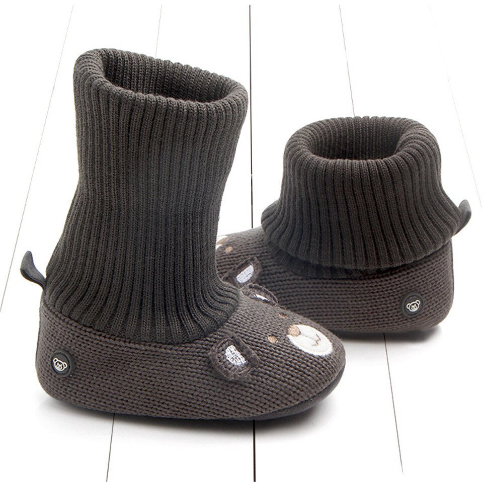 Cartoon Herfst Winter Baby Leuke Warme Schoenen Mooie Baby Laarzen Zachte Beer Wandelaars Gebreide Zachte Zolen Booties