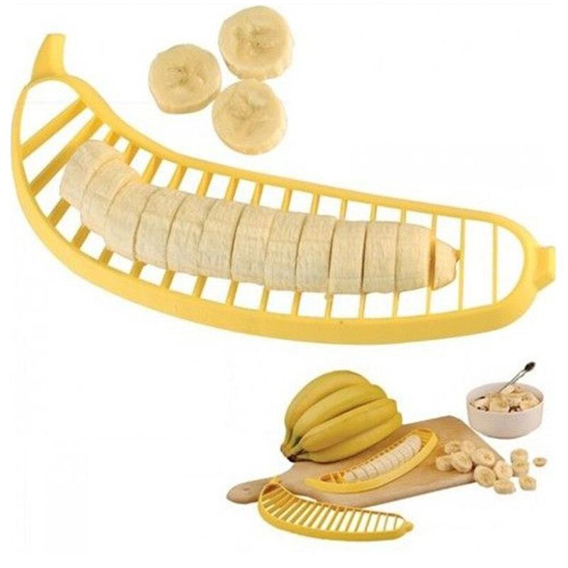 Utensilios de cocina de plástico, cortador de plátano, frutas y verduras, fabricante de ensaladas, cocina, cortador de plátano