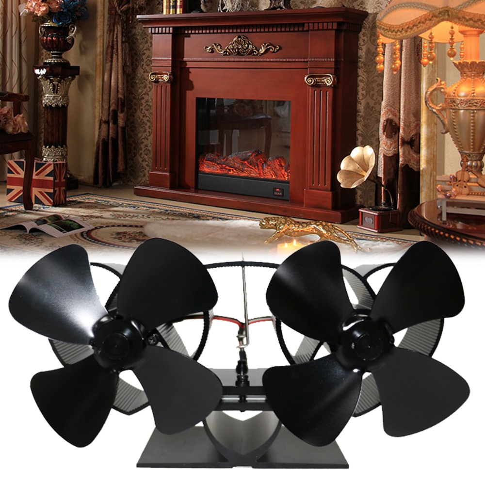 8 Blade Fireplace Fan Wood Burning Real Power Fireplace Small Fan Energy Saving Thermal Power Fireplace Fan
