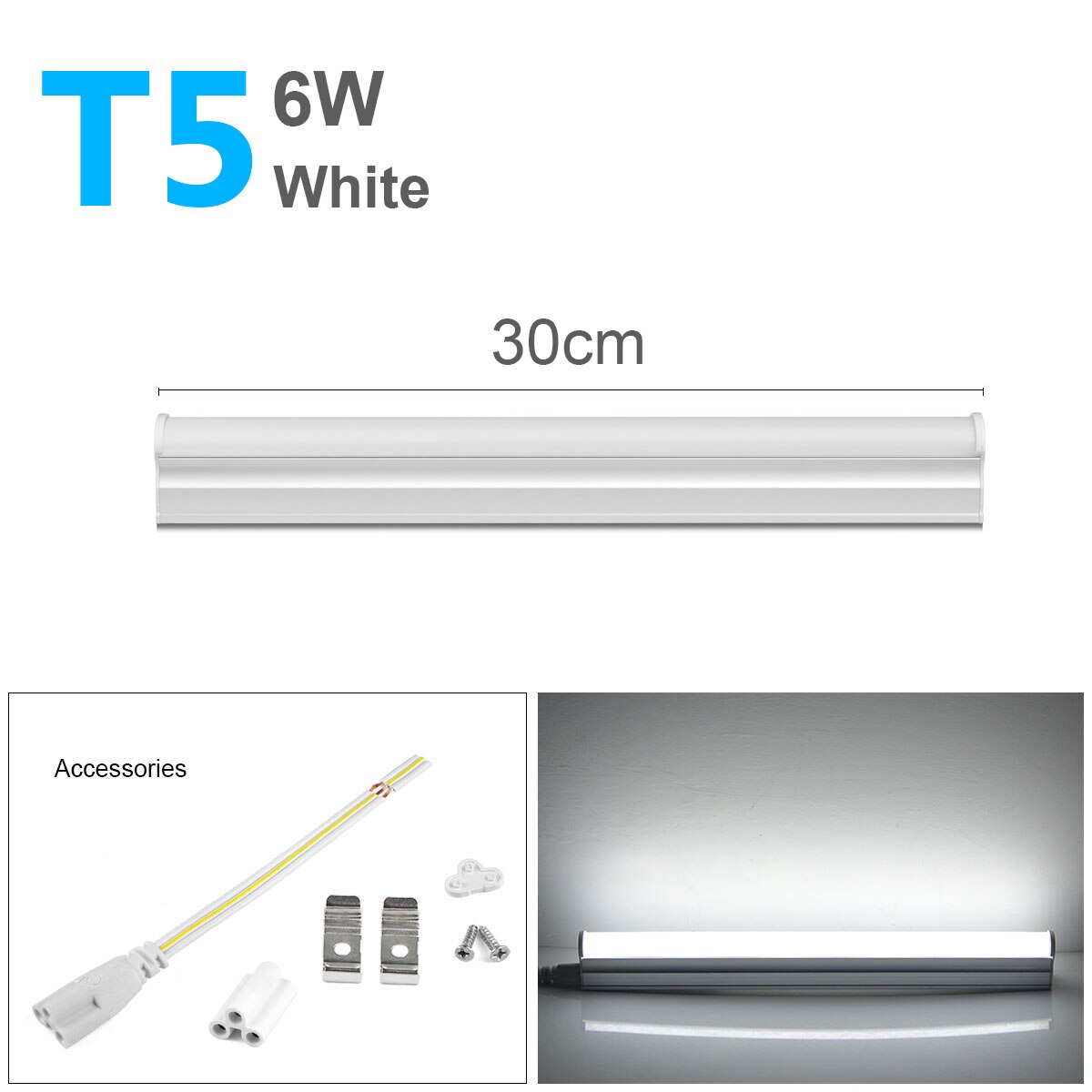 T5 LED Tube Lamp 220V T8 LED Light Bulb Bar Lights 30cm 60cm T5 Tube LED Fluorescent Tube Kitchen indoor Lighting: T5 6W White