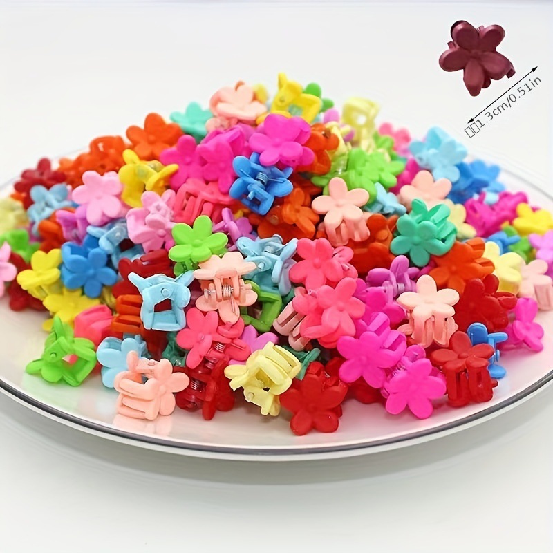 50 Uds. Pinzas para el cabello de dibujos animados bonitos para niñas, pinza pequeña con forma de flor y estrella, pinza para el pelo pequeña, horquilla dulce para niños, accesorios para el cabello de