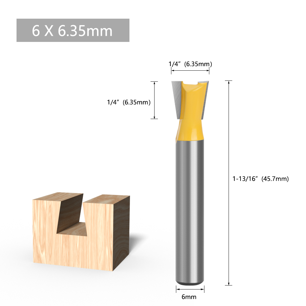 LAVIE 1pcs 6mm 1/4 Shank Dovetail Joint Router Bit Set 14 Degree Woodworking Engraving Bit Milling Cutter For Wood C06026 C07: 35mm