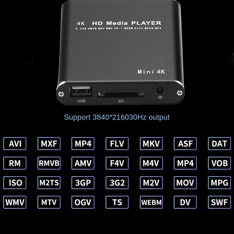Lecteur multimédia HD Full HD 1080P USB lecteur multimédia externe avec SD Media TV Box Support MKV H.264 RMVB WMV (prise ue)