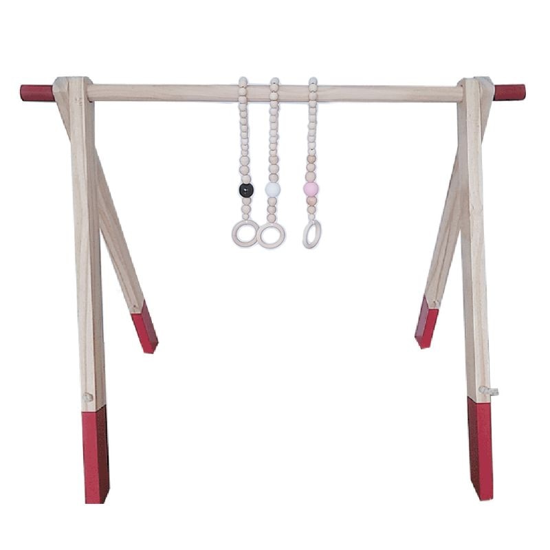 1Set Nordic Cartoon Baby Wooden Gym Fitness Frame Rack Hanging Pendant Toys Kit P31B