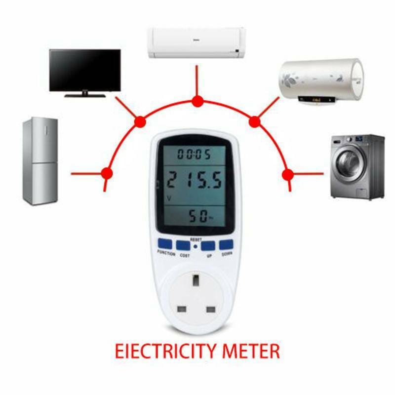 Digital Wattmeter LCD Energy Monitor Power Meter AC 230V Electric Test Energy Meter Measuring Outlet Power Analyzer