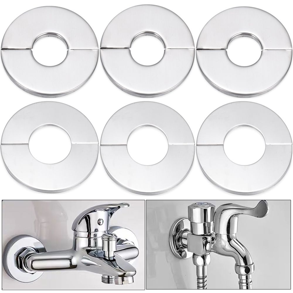 1Pc Zelfklevende Douche Kraan Decoratieve Cover Verchroomd Roestvrij Stalen Waterleiding Muur Covers Badkamer Accessoires