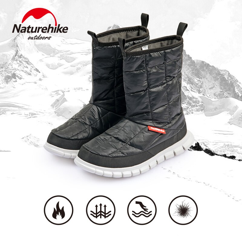 Naturehike-zapatos de nieve para hombre y mujer, botas cálidas de plumón de ganso de 5 ~-5 ℃, antideslizantes para campamento al aire libre, ultraligeros portátiles de 350g, Invierno